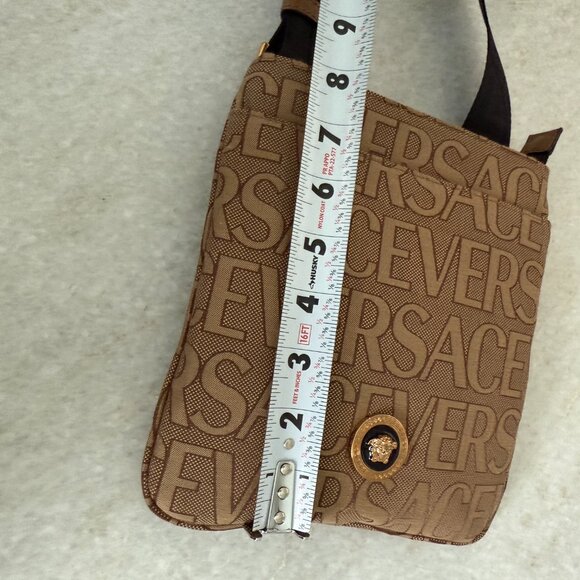 Versace 1020745 La Medusa Canvas Fabric Logo Crossbody All over Bag - Picture 8 of 16